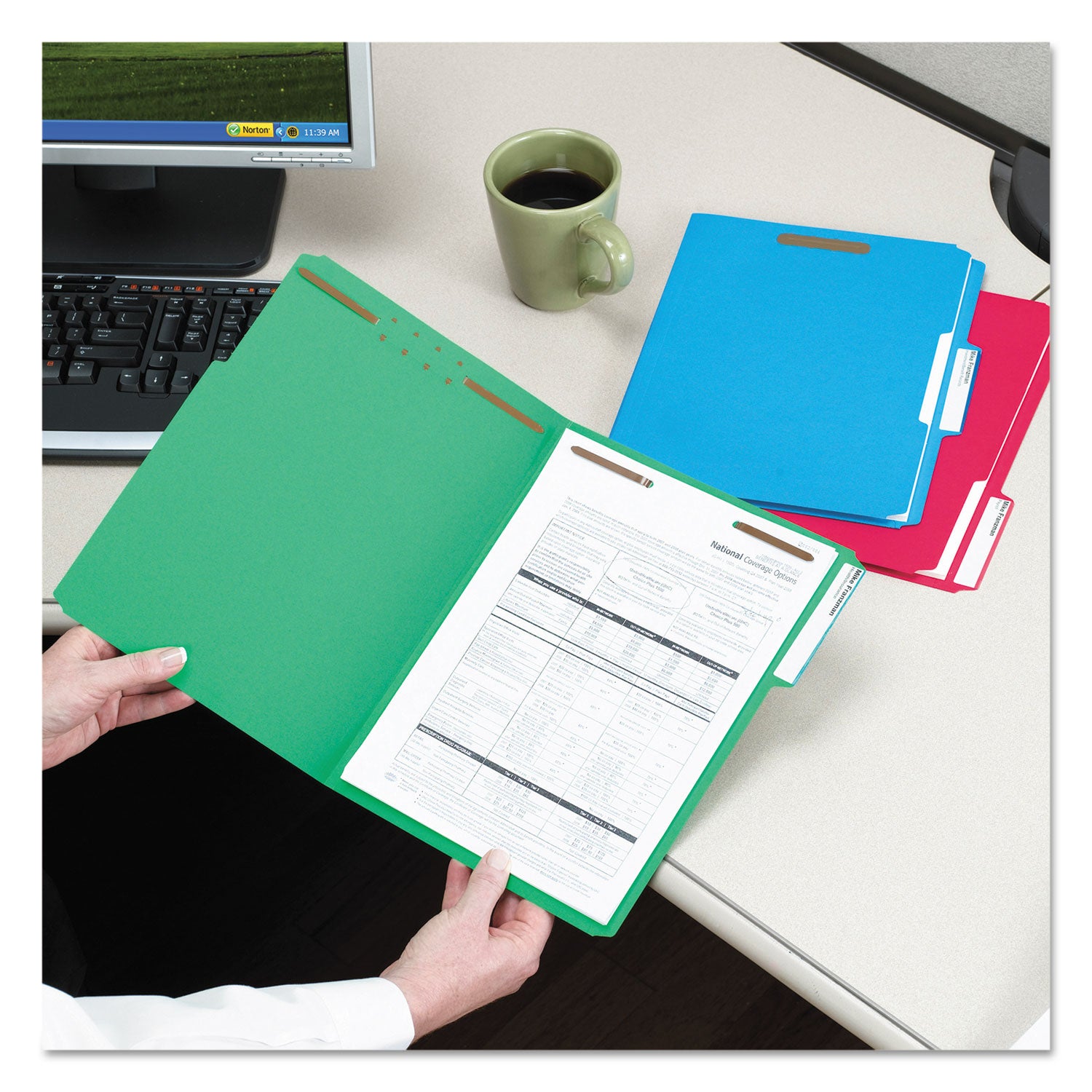 Top Tab Colored Fastener Folders, 0.75" Expansion, 2 Fasteners, Letter Size, Assorted Colors, 50/Box