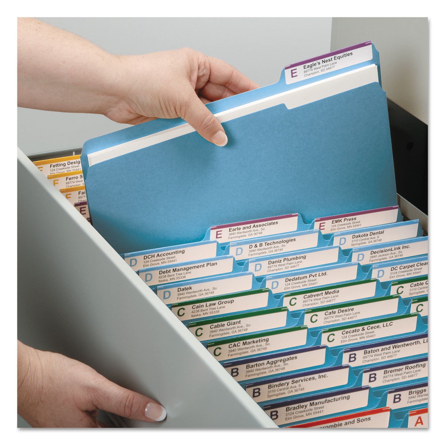 Colored Pressboard Fastener Folders with SafeSHIELD Coated Fasteners, 2" Expansion, 2 Fasteners, Letter Size, Blue, 25/Box - 