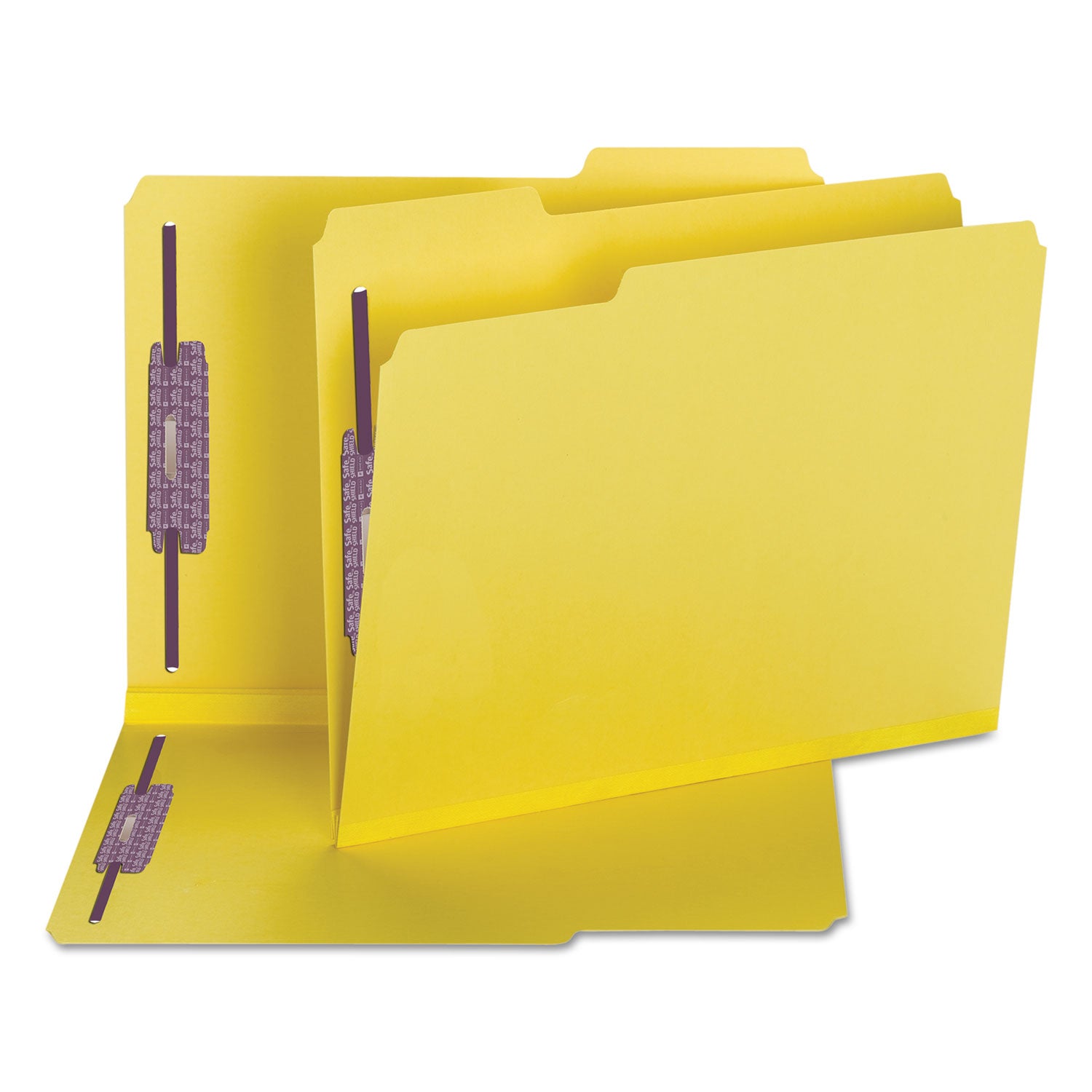 Colored Pressboard Fastener Folders with SafeSHIELD Coated Fasteners, 2" Expansion, 2 Fasteners, Letter Size, Yellow, 25/Box - 2