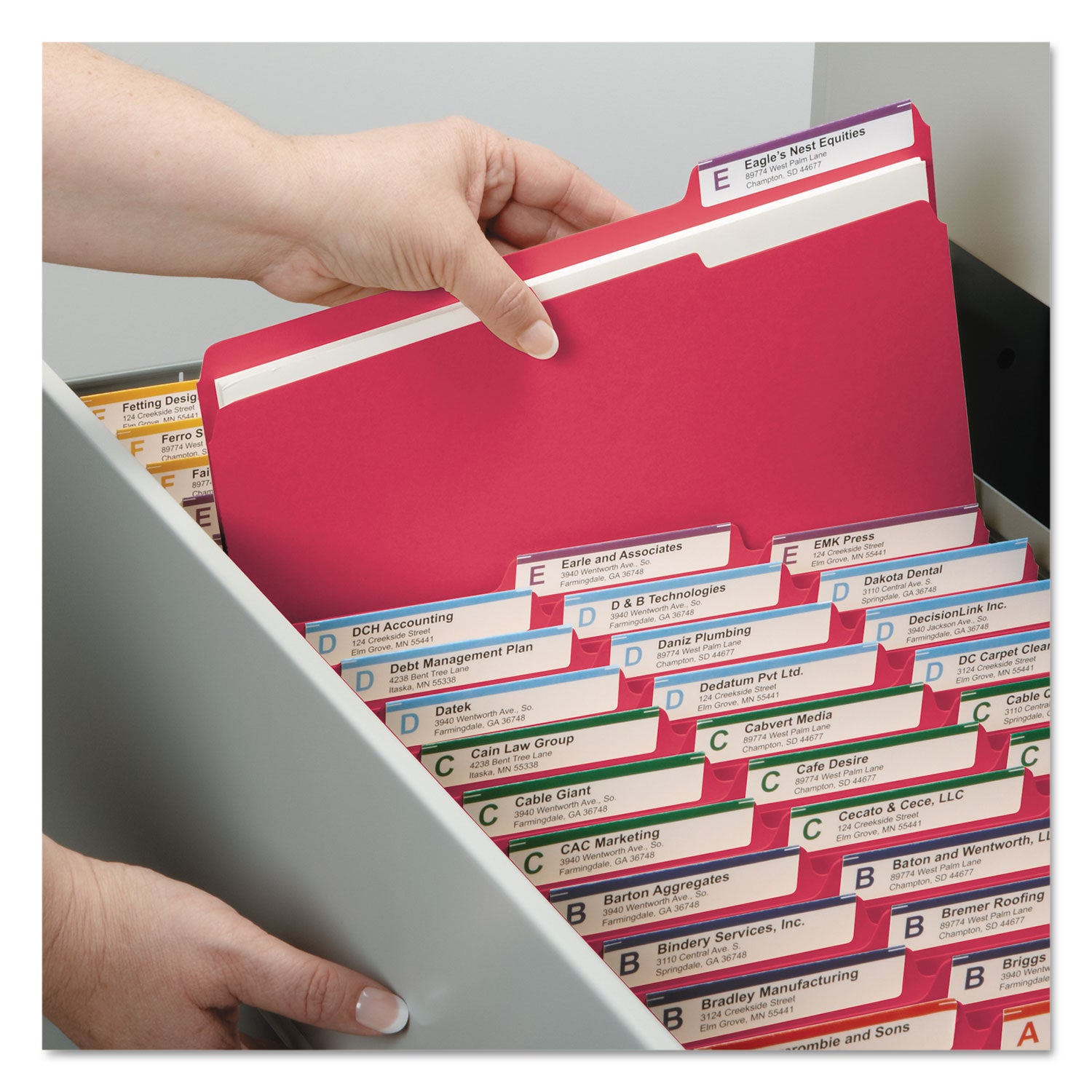 Colored Pressboard Fastener Folders with SafeSHIELD Fasteners, 2" Expansion, 2 Fasteners, Letter Size, Bright Red, 25/Box - 