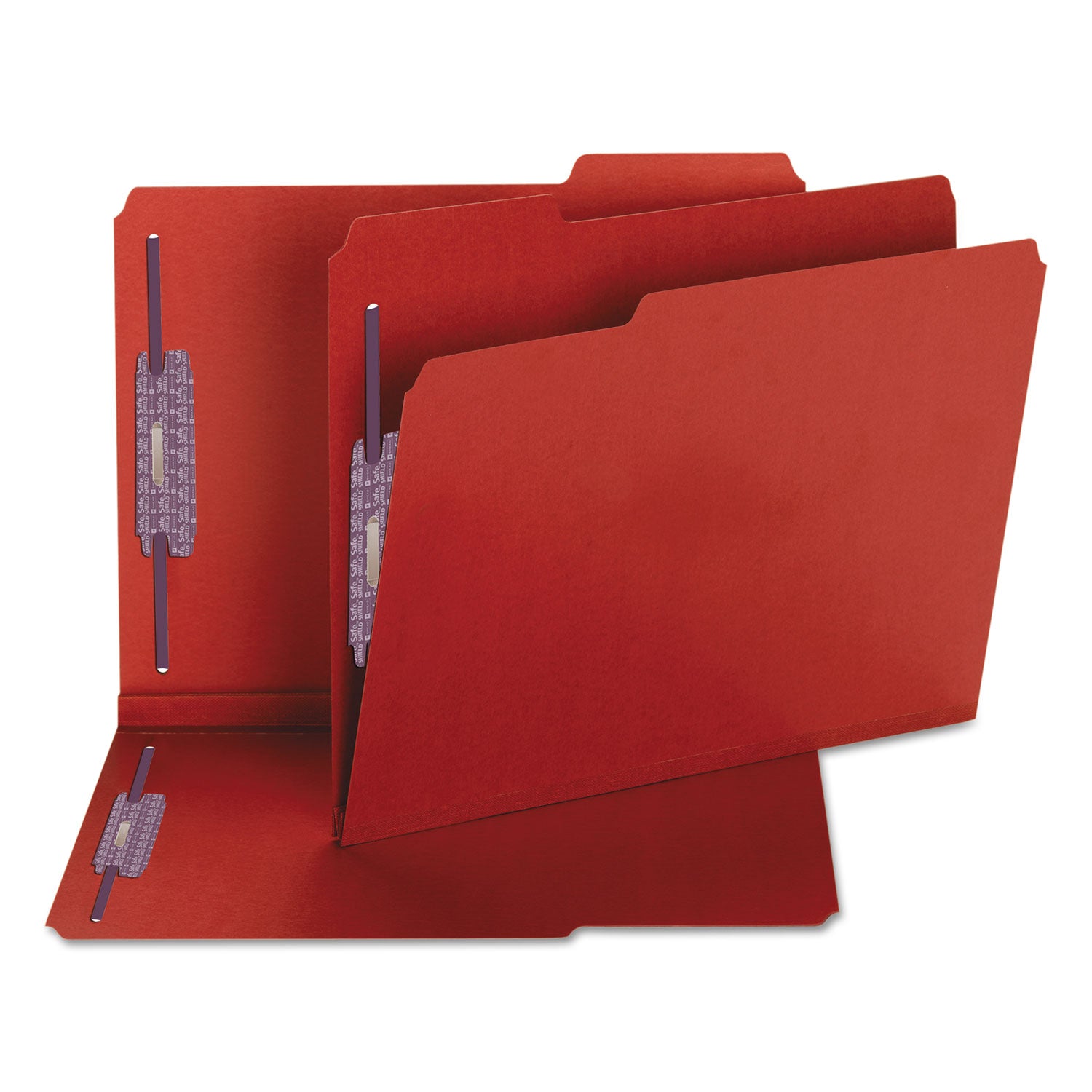 Colored Pressboard Fastener Folders with SafeSHIELD Fasteners, 2" Expansion, 2 Fasteners, Letter Size, Bright Red, 25/Box - 