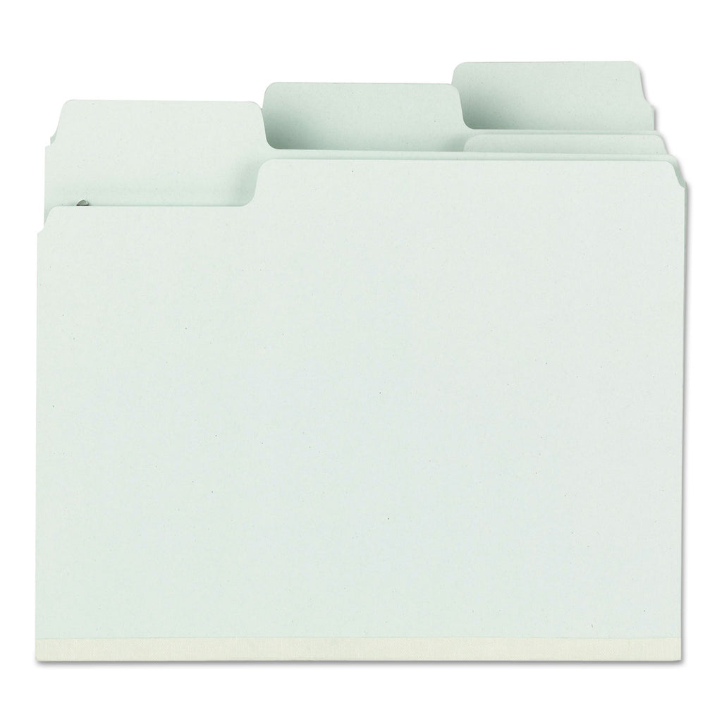 SuperTab Pressboard Fastener Folders with Two SafeSHIELD Fasteners, 2" Expansion, Letter Size, Gray-Green, 25/Box - 
