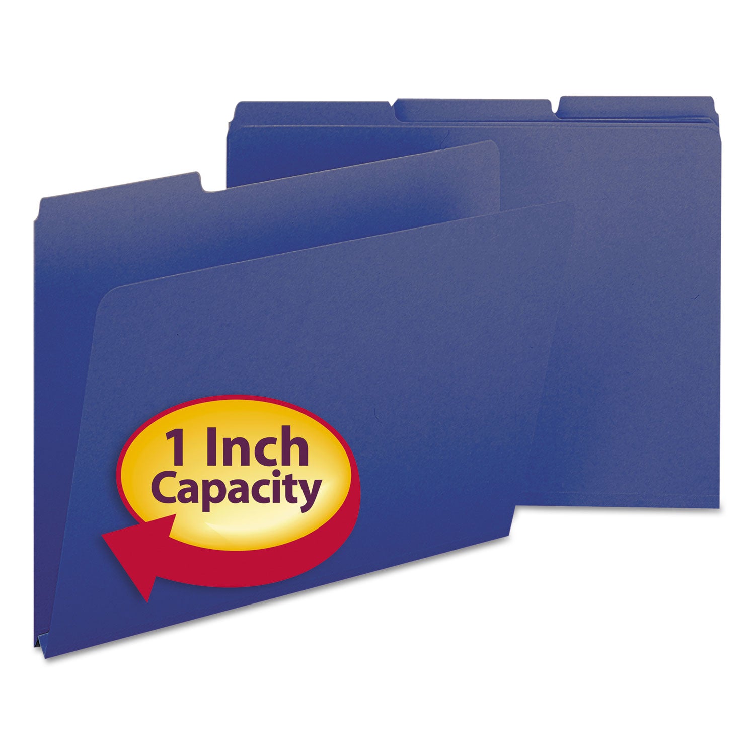 Expanding Recycled Heavy Pressboard Folders, 1/3-Cut Tabs: Assorted, Letter Size, 1" Expansion, Dark Blue, 25/Box - 