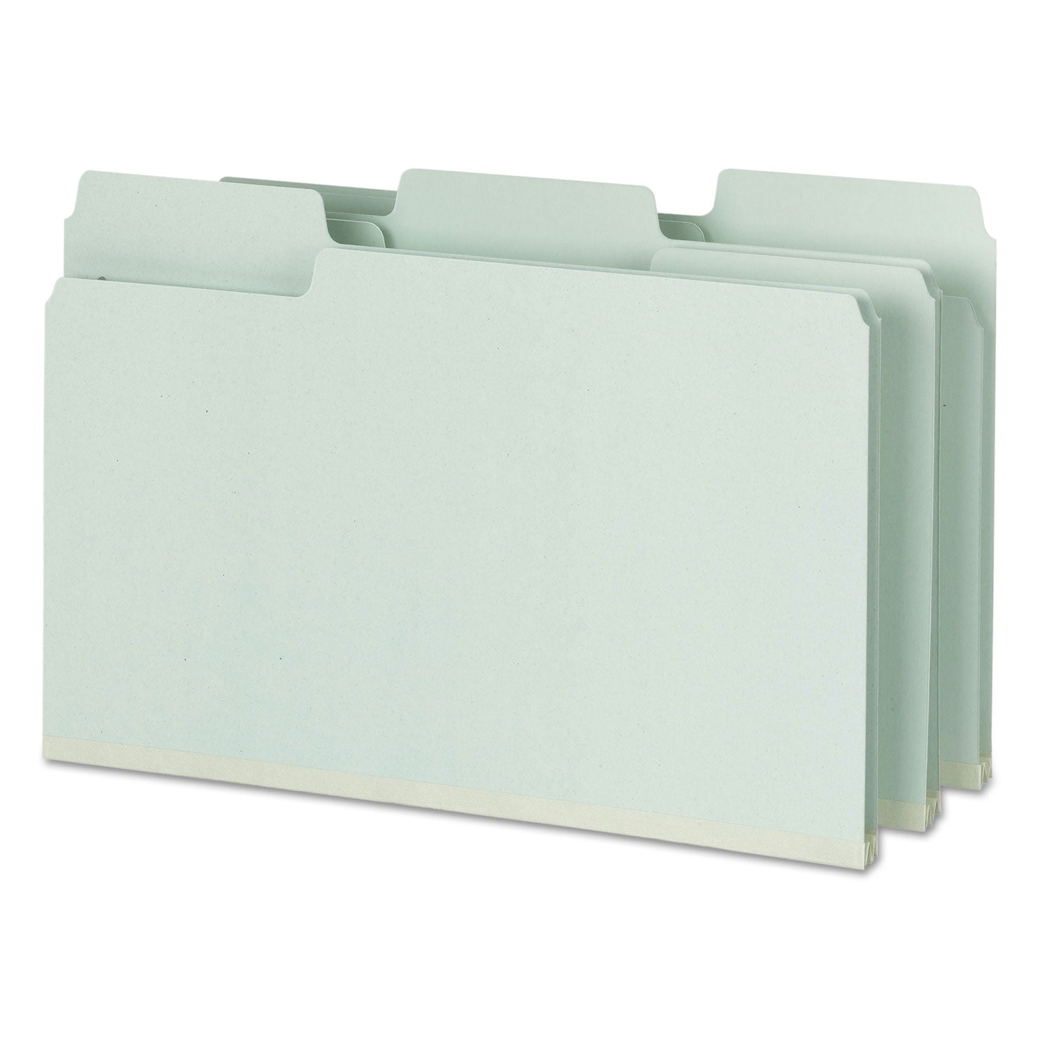 SuperTab Pressboard Fastener Folders with Two SafeSHIELD Fasteners, 2" Expansion, Legal Size, Gray-Green, 25/Box - 