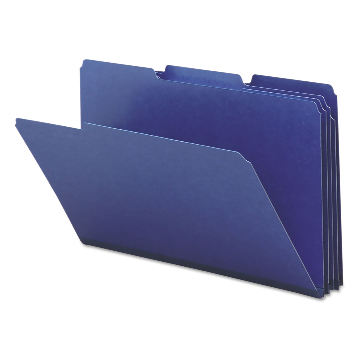 Expanding Recycled Heavy Pressboard Folders, 1/3-Cut Tabs: Assorted, Legal Size, 1" Expansion, Dark Blue, 25/Box - 