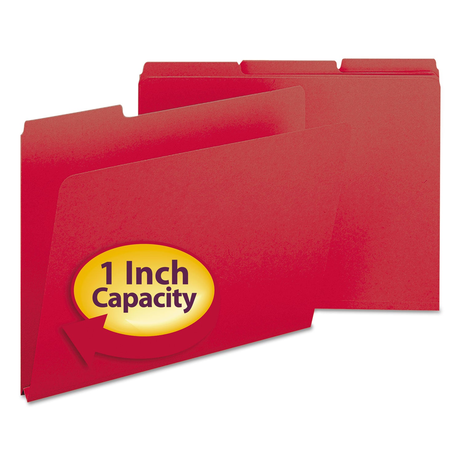 Expanding Recycled Heavy Pressboard Folders, 1/3-Cut Tabs: Assorted, Letter Size, 1" Expansion, Bright Red, 25/Box - 