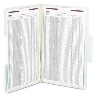 SuperTab Pressboard Fastener Folders with Two SafeSHIELD Fasteners, 2" Expansion, Legal Size, Gray-Green, 25/Box - 