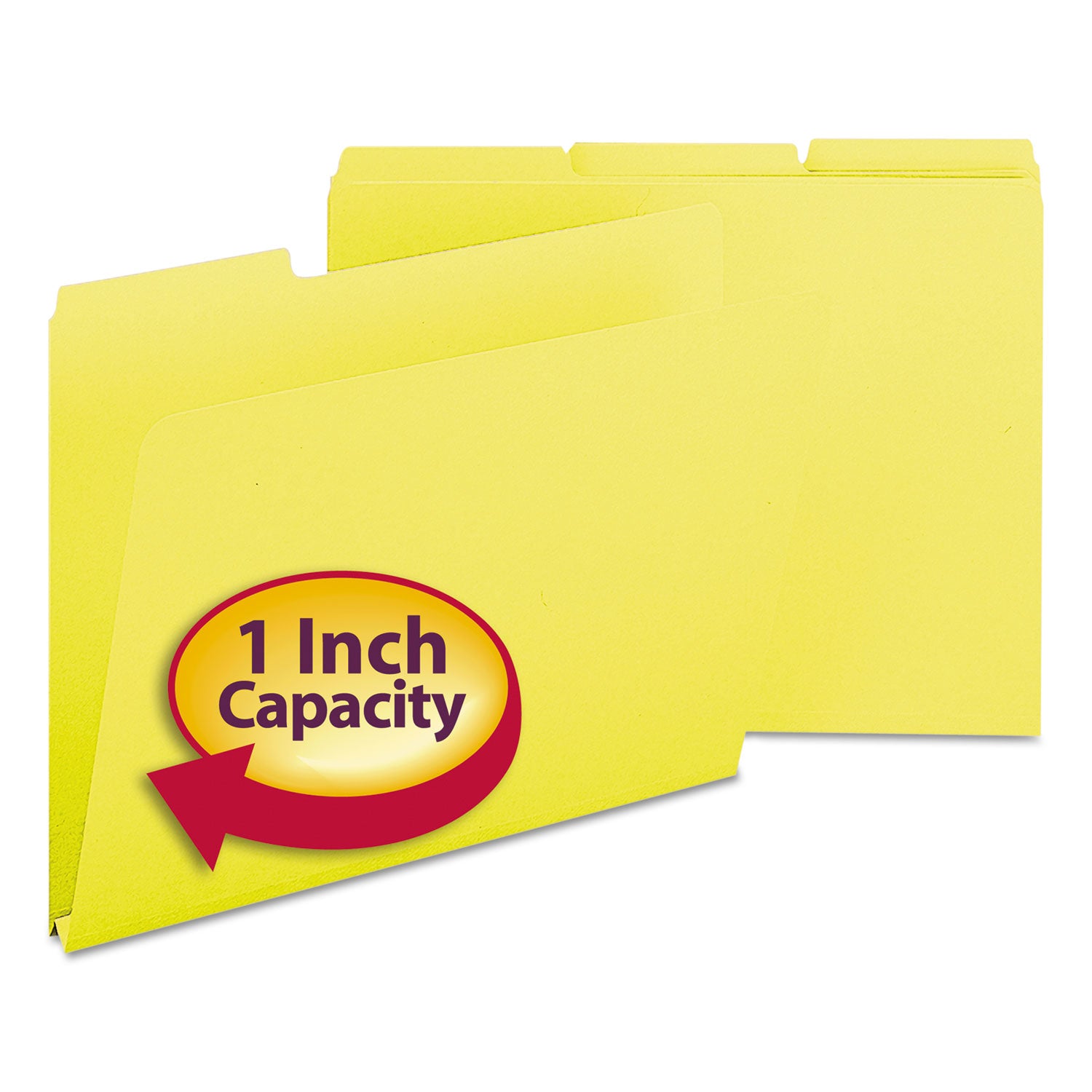 Expanding Recycled Heavy Pressboard Folders, 1/3-Cut Tabs: Assorted, Letter Size, 1" Expansion, Yellow, 25/Box - 