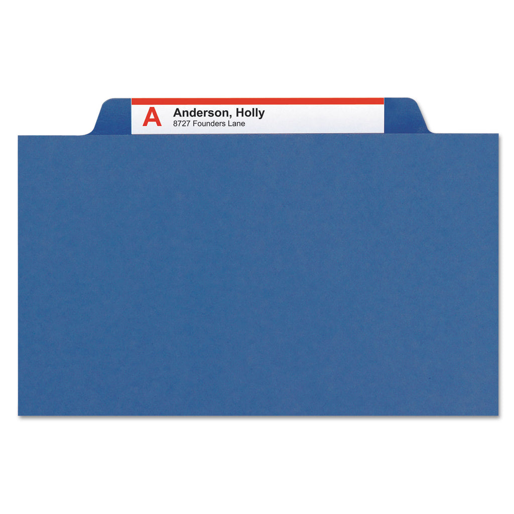 Expanding Recycled Heavy Pressboard Folders, 1/3-Cut Tabs: Assorted, Letter Size, 1" Expansion, Dark Blue, 25/Box