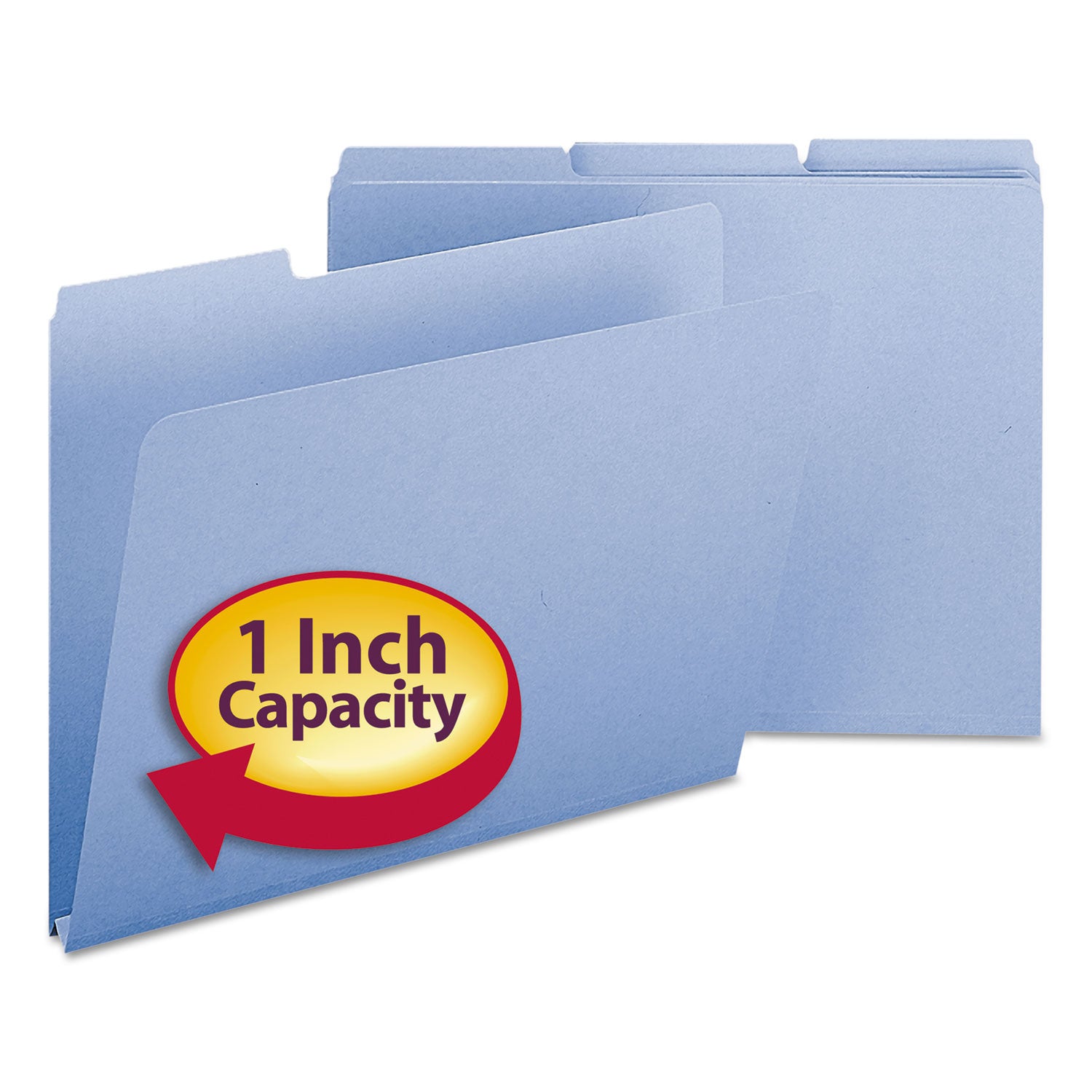 Expanding Recycled Heavy Pressboard Folders, 1/3-Cut Tabs: Assorted, Letter Size, 1" Expansion, Blue, 25/Box - 