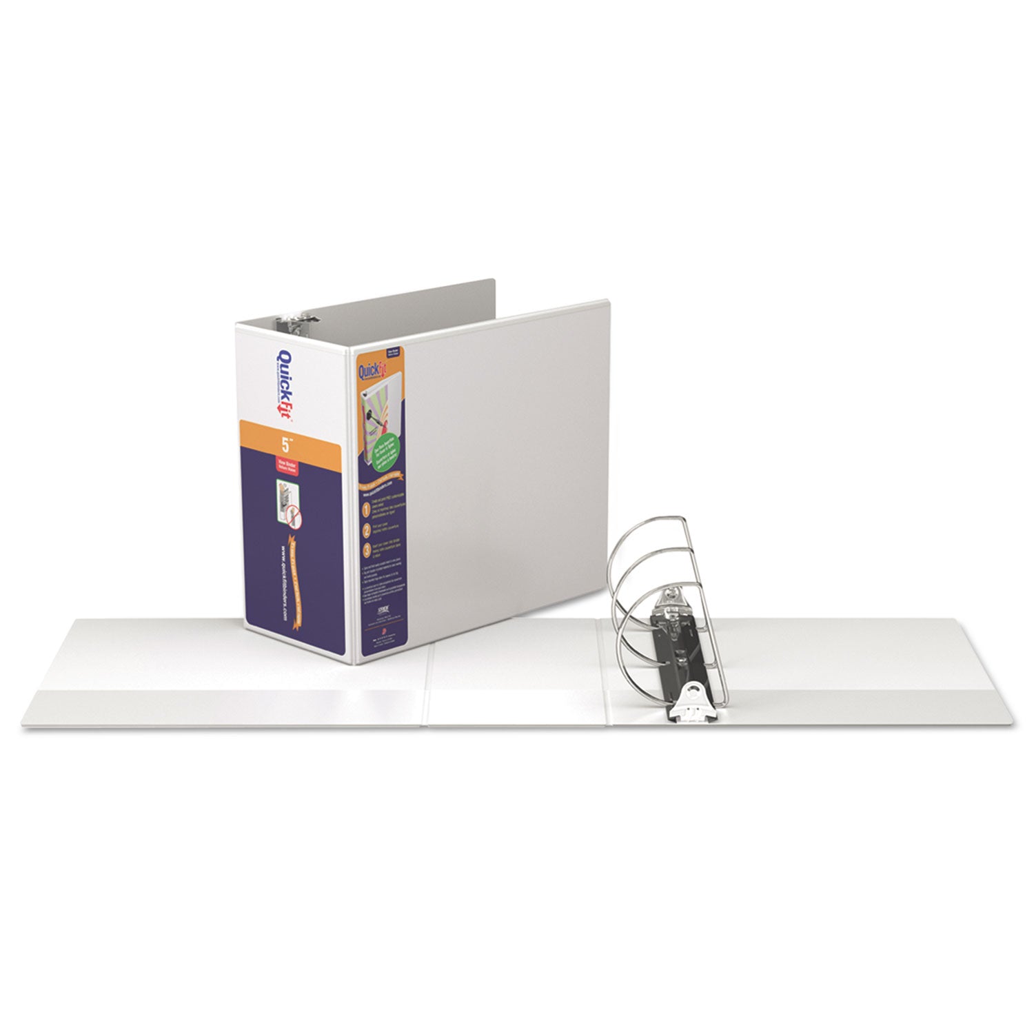 QuickFit D-Ring View Binder, 3 Rings, 5" Capacity, 11 x 8.5, White