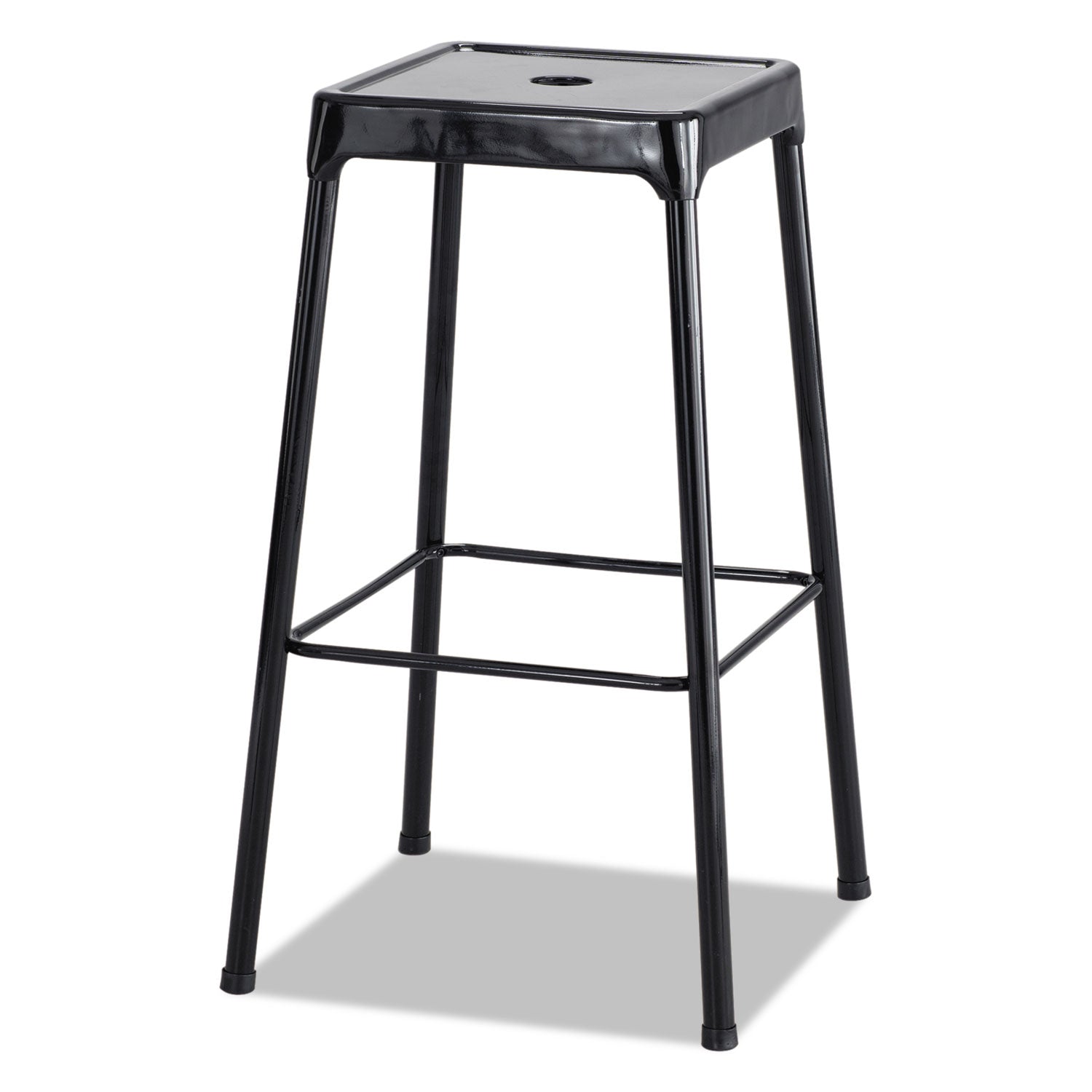 Bar-Height Steel Stool, Backless, Supports Up to 250 lb, 29" Seat Height, Black - 