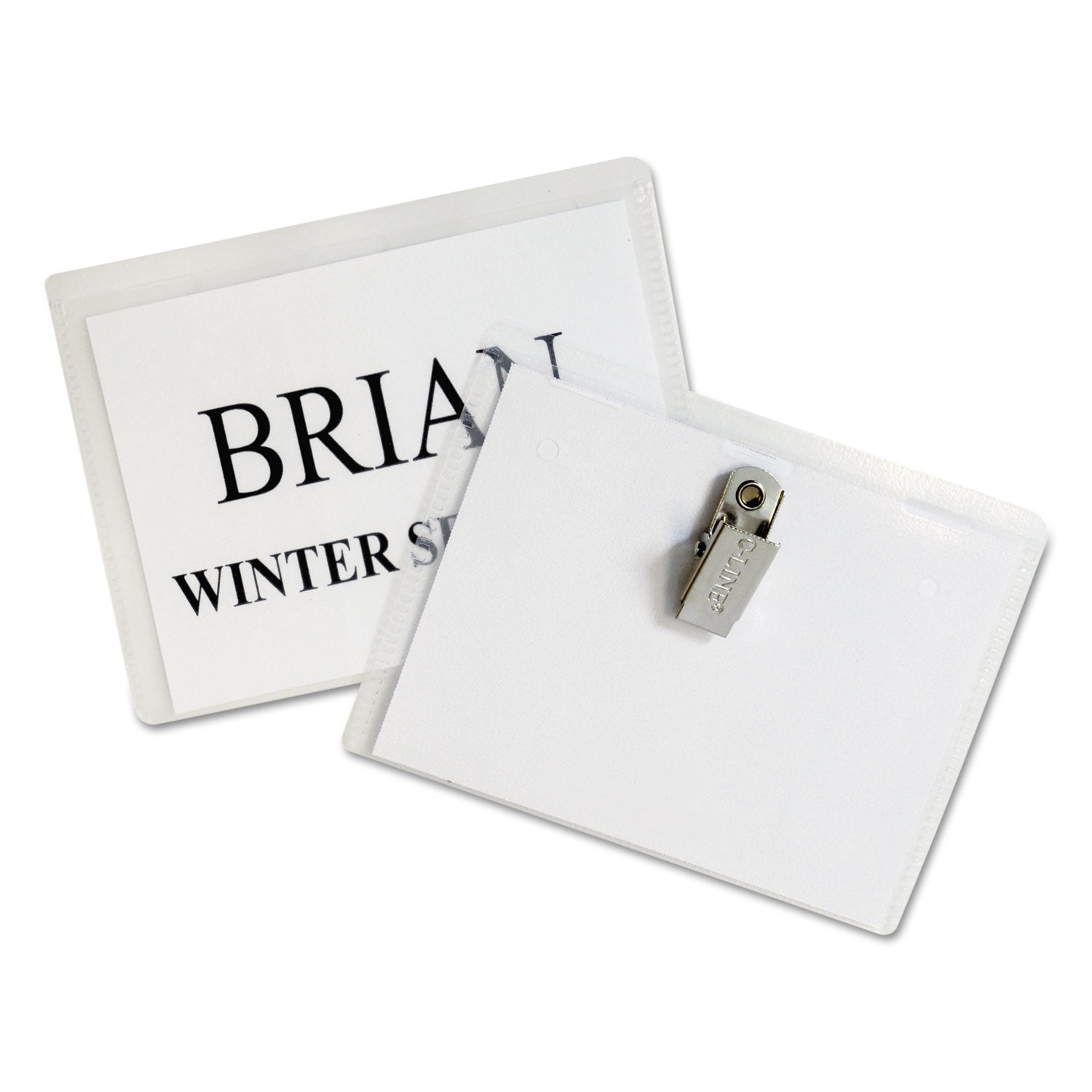 Name Badge Kits, Top Load, 4 x 3, Clear, 50/Box - 