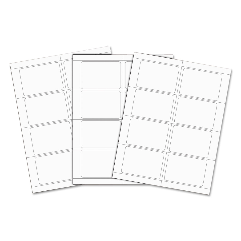 Laser Printer Name Badges, 3 3/8 x 2 1/3, White, 200/Box - 