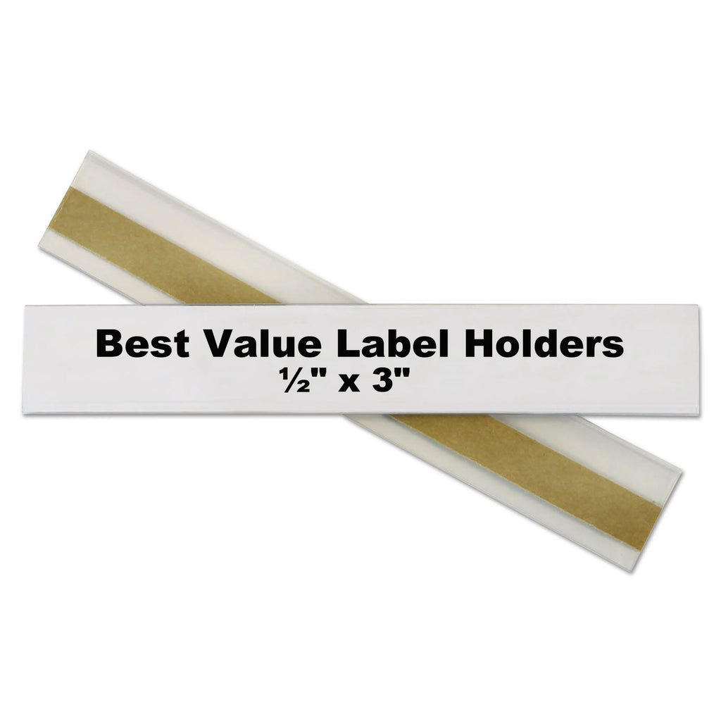 Self-Adhesive Label Holders, Top Load, 0.5 x 3, Clear, 50/Pack - 