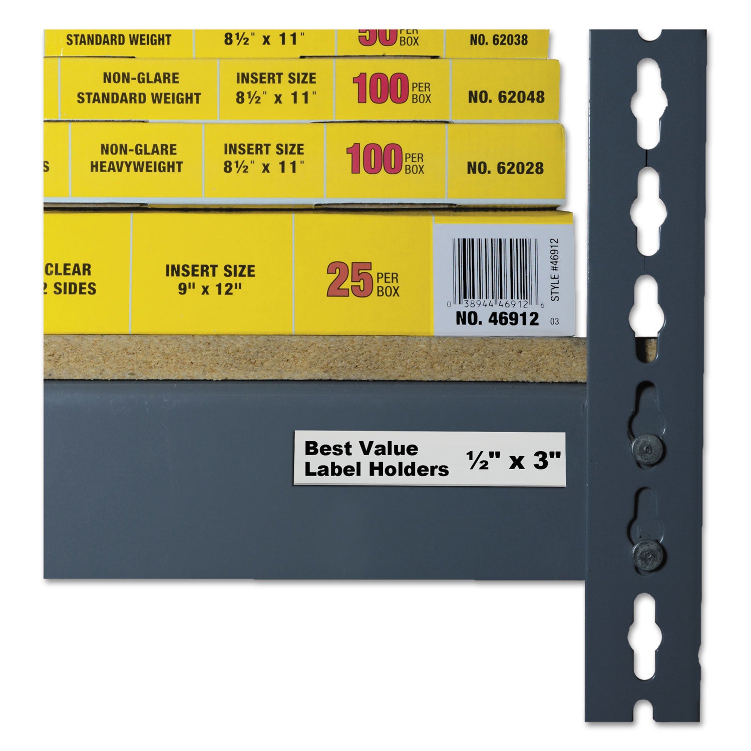 Self-Adhesive Label Holders, Top Load, 0.5 x 3, Clear, 50/Pack - 