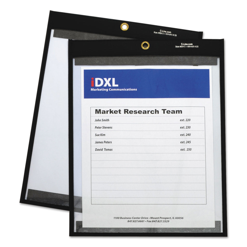 Magnetic Stitched Shop Ticket Holders, Clear, 75", 9 x 12, 25/Box - 