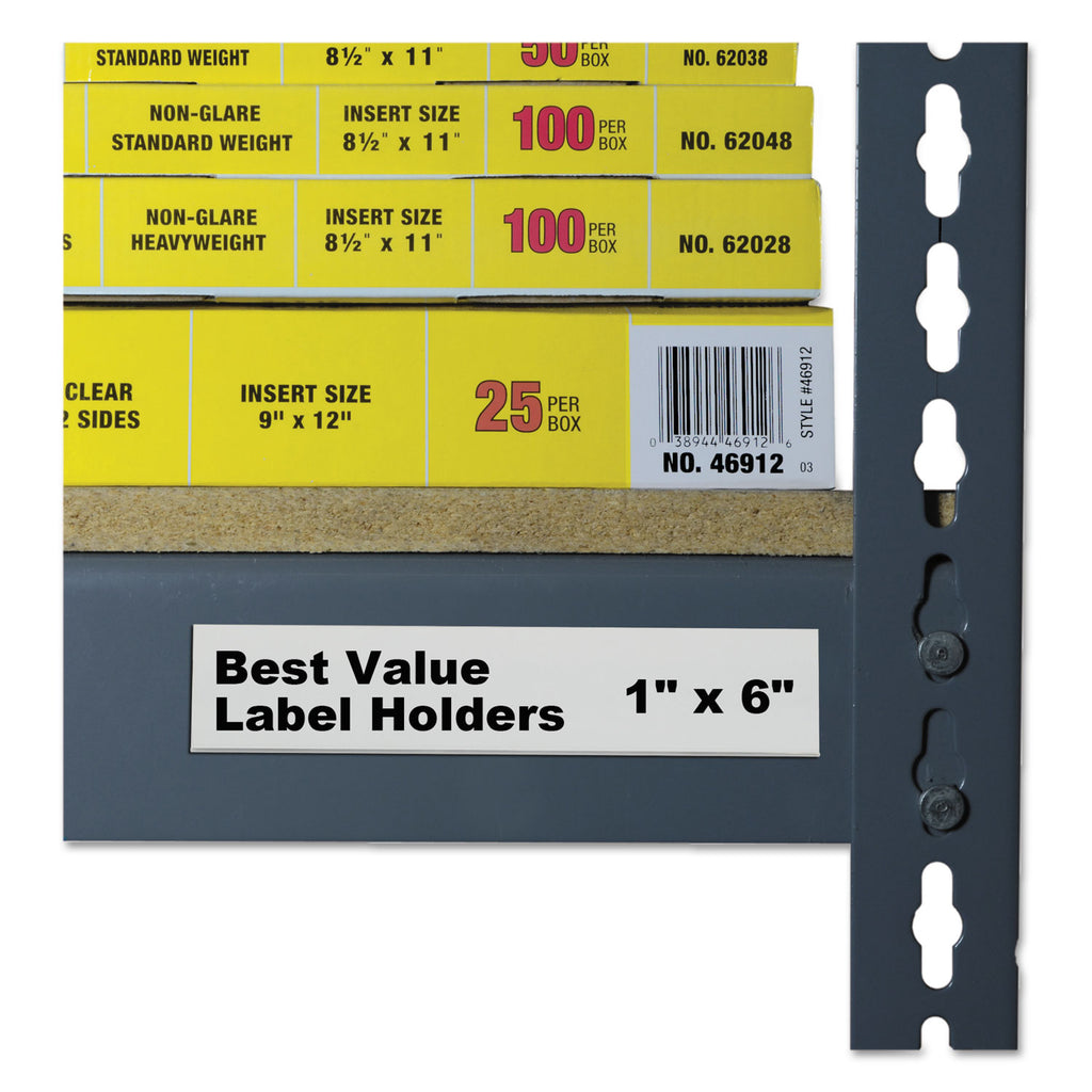 Self-Adhesive Label Holders, Top Load, 1 x 6, Clear, 50/Pack - 