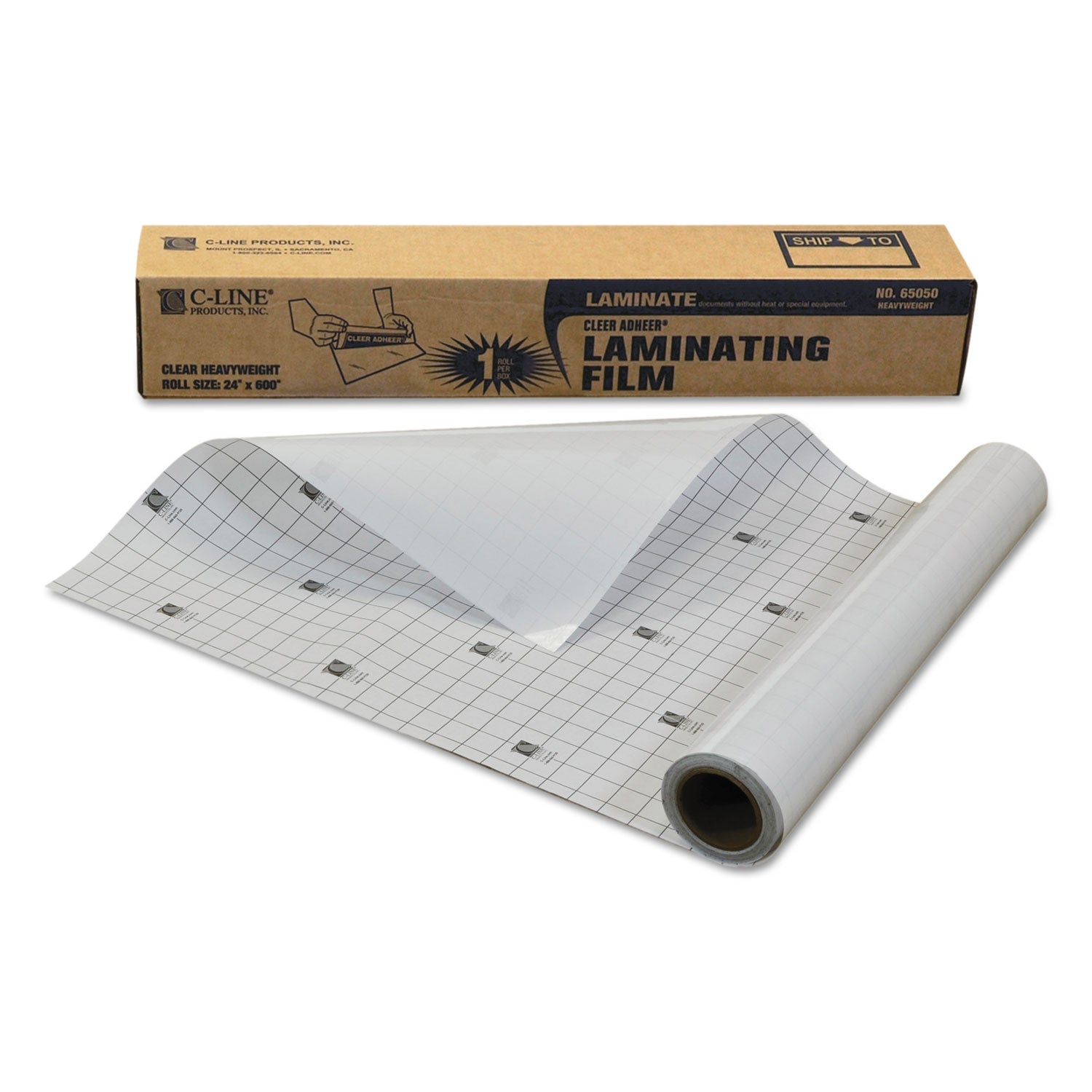 Cleer Adheer Self-Adhesive Laminating Film, 2 mil, 24" x 50 ft, Gloss Clear - 