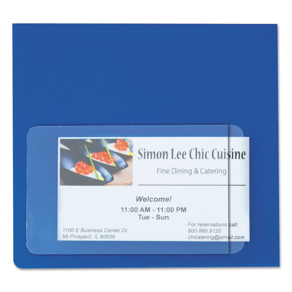 Self-Adhesive Business Card Holders, Side Load, 2 x 3.5, Clear, 10/Pack - 