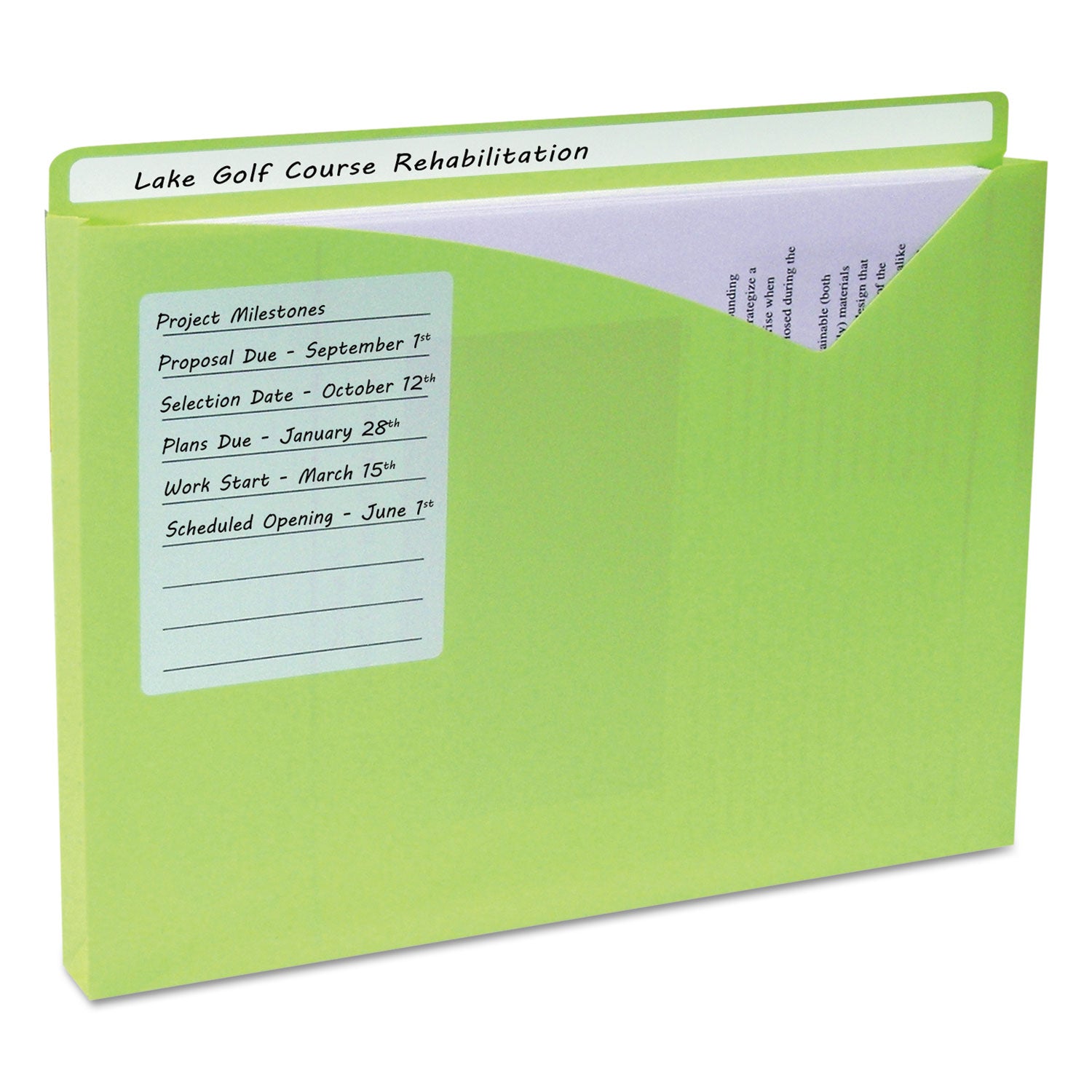 Write-On Poly File Jackets, Straight Tab, Letter Size, Assorted Colors, 25/Box - 