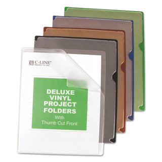 Deluxe Vinyl Project Folders, Letter Size, Assorted Colors, 35/Box