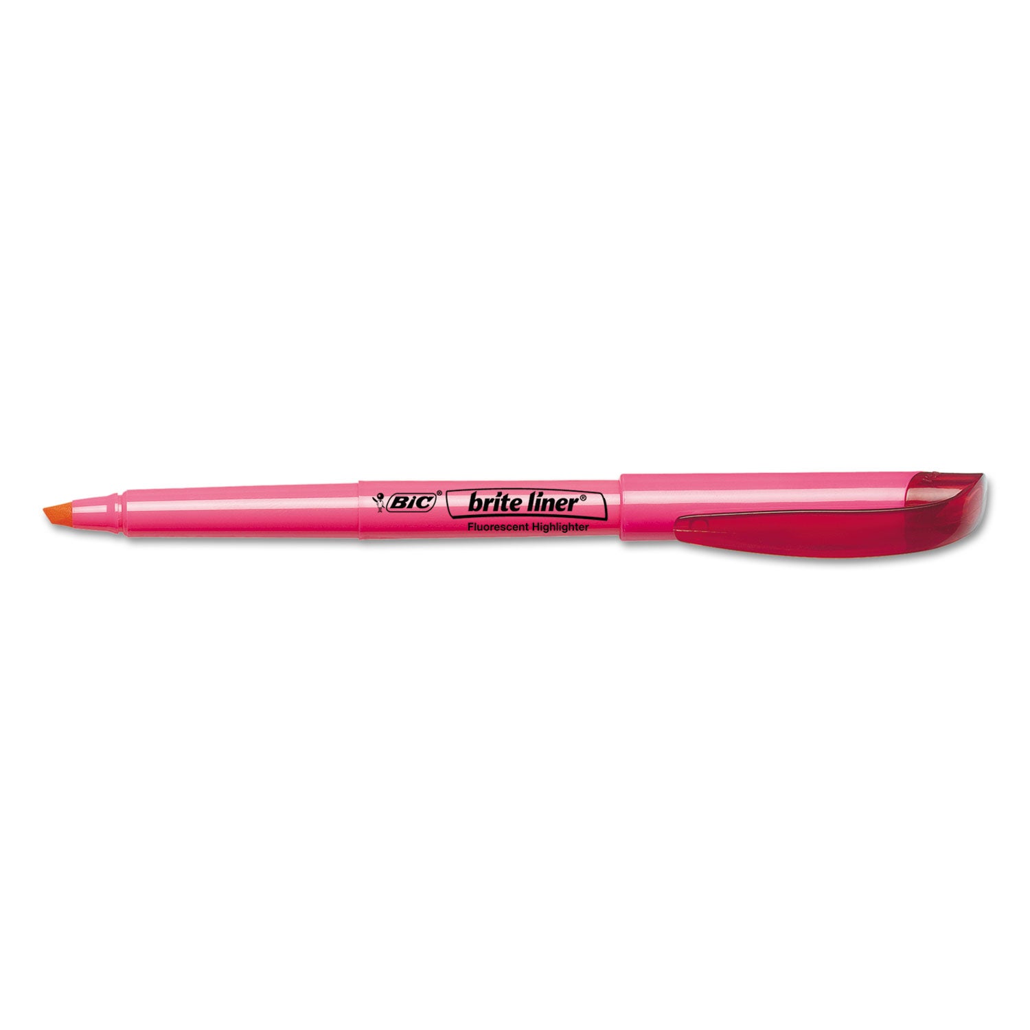 Brite Liner Highlighter, Fluorescent Pink Ink, Chisel Tip, Pink/Black Barrel, Dozen - 