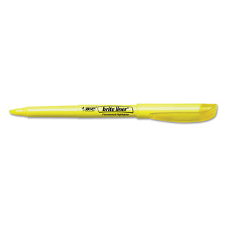 Brite Liner Highlighter, Fluorescent Yellow Ink, Chisel Tip, Yellow/Black Barrel, Dozen