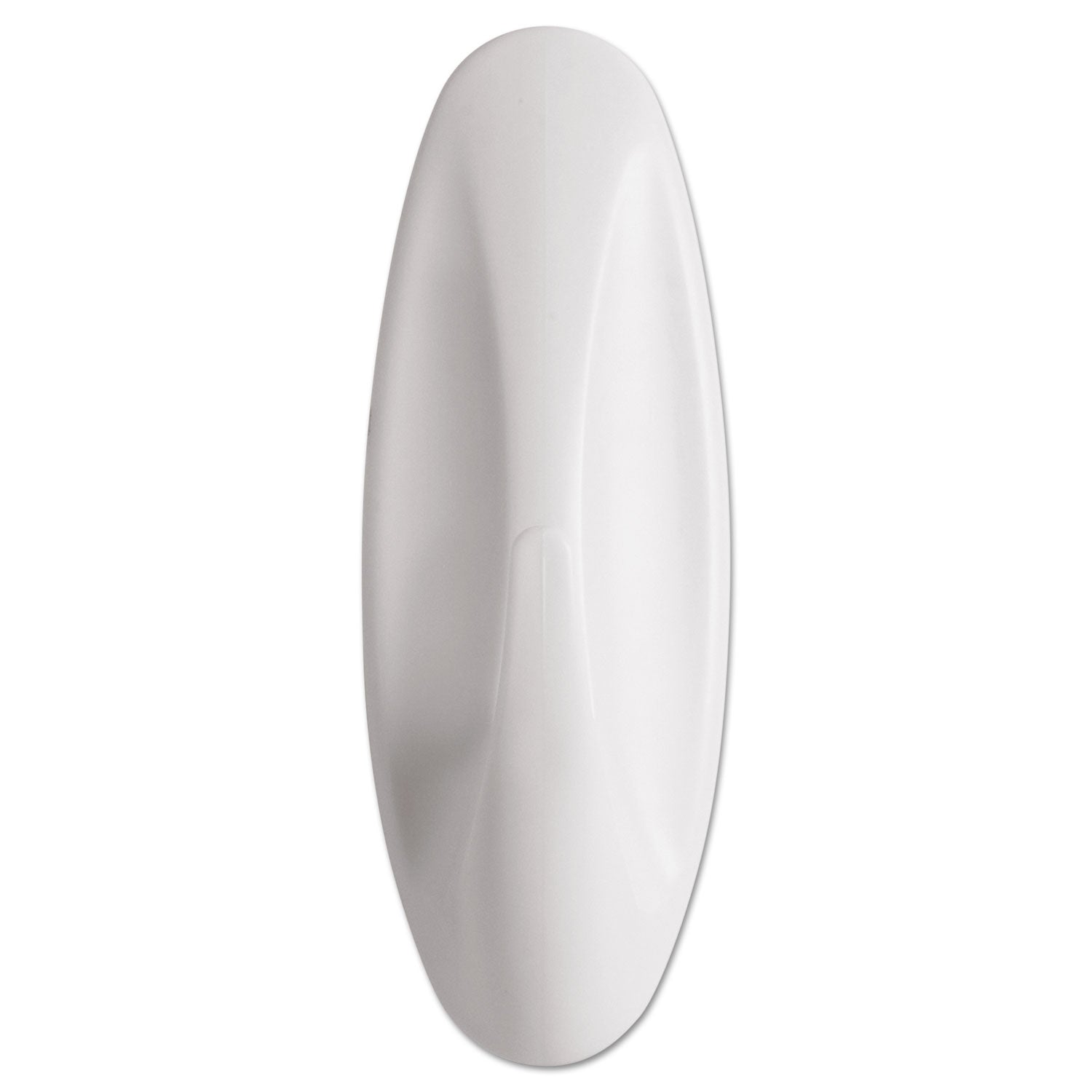 General Purpose Hooks, Large, Plastic, White, 5 lb Capacity, 1 Hook and 2 Strips/Pack