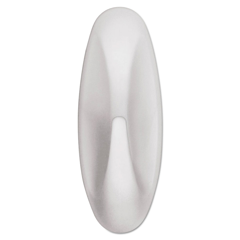 General Purpose Designer Hooks, Medium, Plastic, White, 3 lb Capacity, 2 Hooks and 4 Strips/Pack
