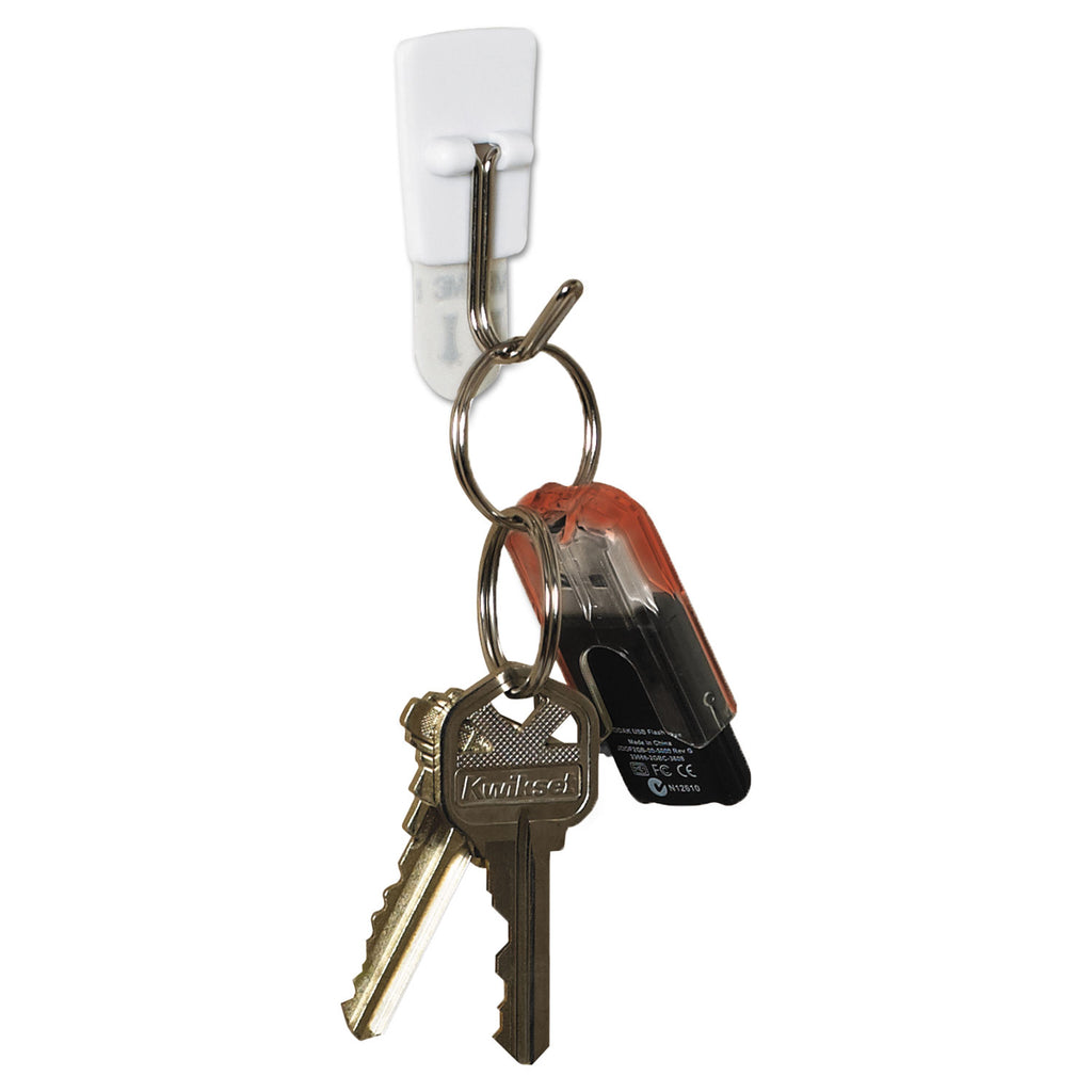 General Purpose Wire Hooks, Small, Metal, White, 0.5 lb Capacity, 3 Hooks and 4 Strips/Pack