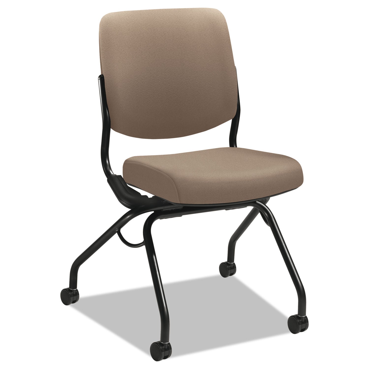 Perpetual Series Folding Nesting Chair, Supports Up to 300 lb, 19.13" Seat Height, Morel Seat, Morel Back, Black Base - 