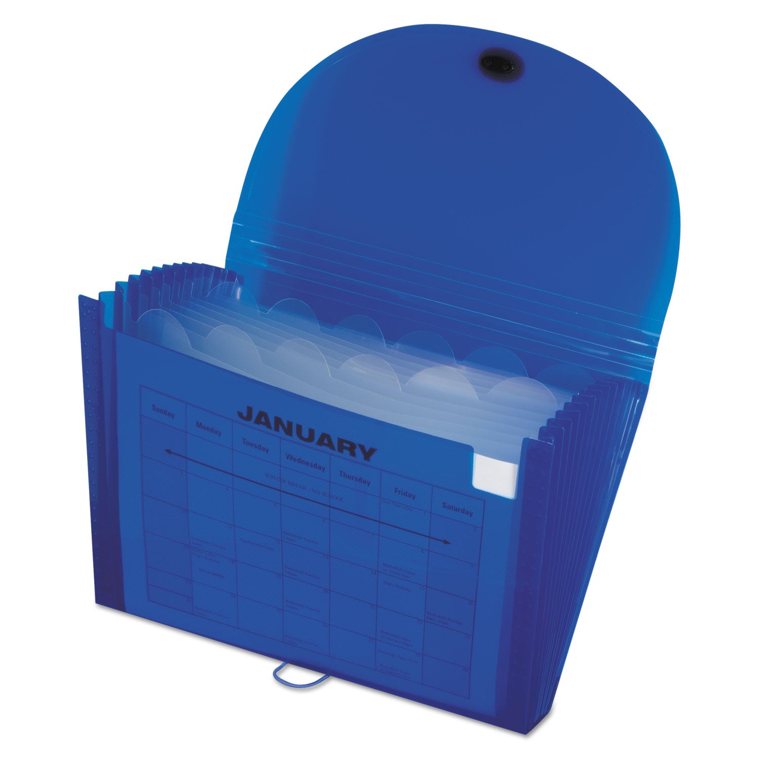 Expanding Files, 1.63" Expansion, 13 Sections, Cord/Hook Closure, 1/6-Cut Tabs, Letter Size, Blue - 