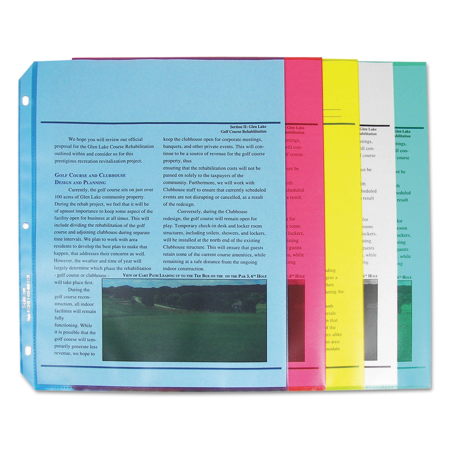 Colored Polypropylene Sheet Protectors, Assorted Colors, 2", 11 x 8.5, 50/Box - 