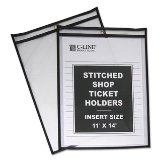 Shop Ticket Holders, Stitched, Both Sides Clear, 75 Sheets, 11 x 14, 25/Box - 