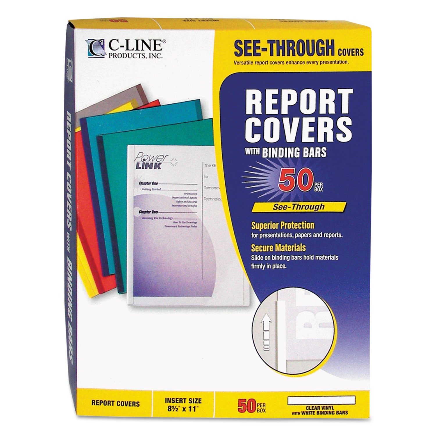 Vinyl Report Covers, 0.13" Capacity, 8.5 x 11, Clear/Clear, 50/Box - 