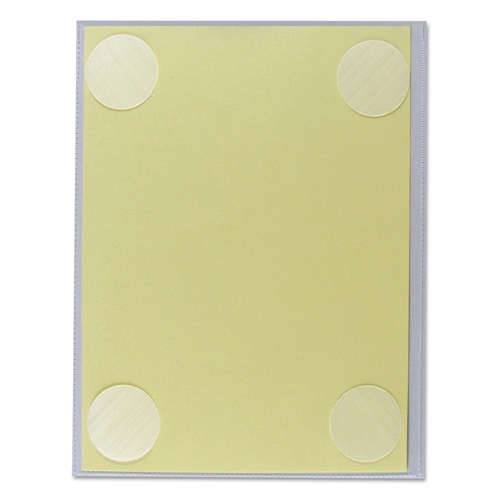 Cubicle Keepers Hook and Loop-Backed Display, 9.2 x 11.41, Velcro Mount, Clear, 25/Pack