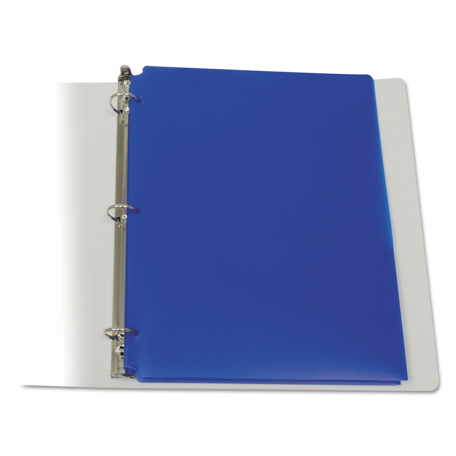 Two-Pocket Heavyweight Poly Portfolio Folder, 3-Hole Punch, 11 x 8.5, Blue, 25/Box - 
