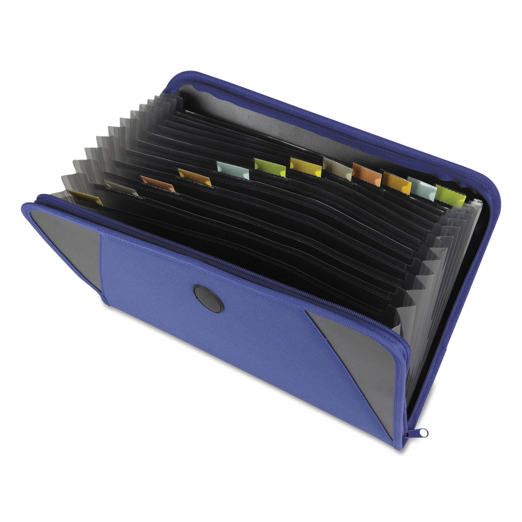 Expanding File with Zipper Closure, 2" Expansion, 13 Sections, Zipper Closure, 1/12-Cut Tabs, Letter Size, Blue - 