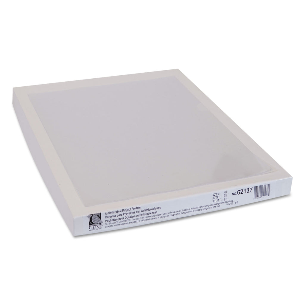 Antimicrobial Protected Poly Project Folders, Letter Size, Clear, 25/Box - 