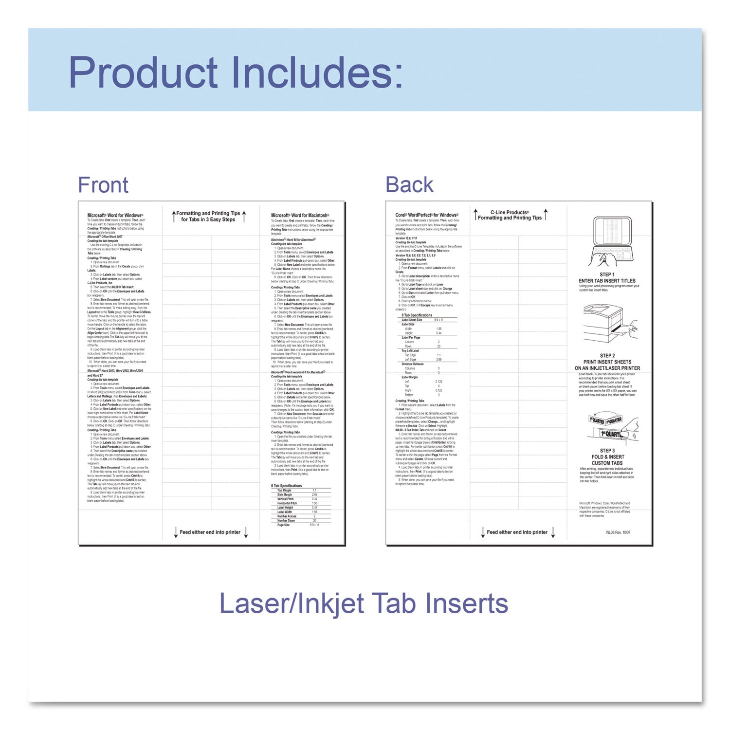 Sheet Protectors with Index Tabs, Clear Tabs, 2", 11 x 8.5, 8/Set - 