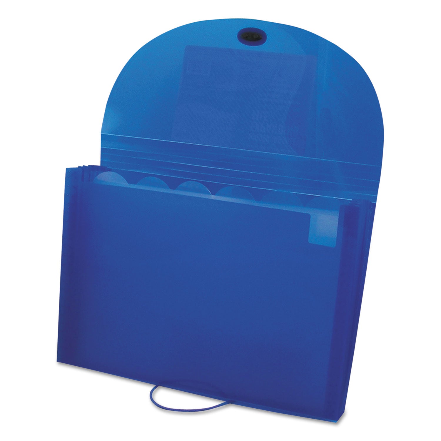 Expanding Files, 1.63" Expansion, 7 Sections, Cord/Hook Closure, 1/6-Cut Tabs, Letter Size, Blue - 