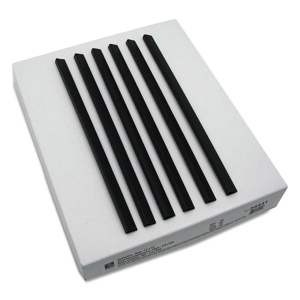 Slide 'N Grip Binding Bars, 40-Sheet Capacity, 11 x 0.25, Black, 100/Box - 