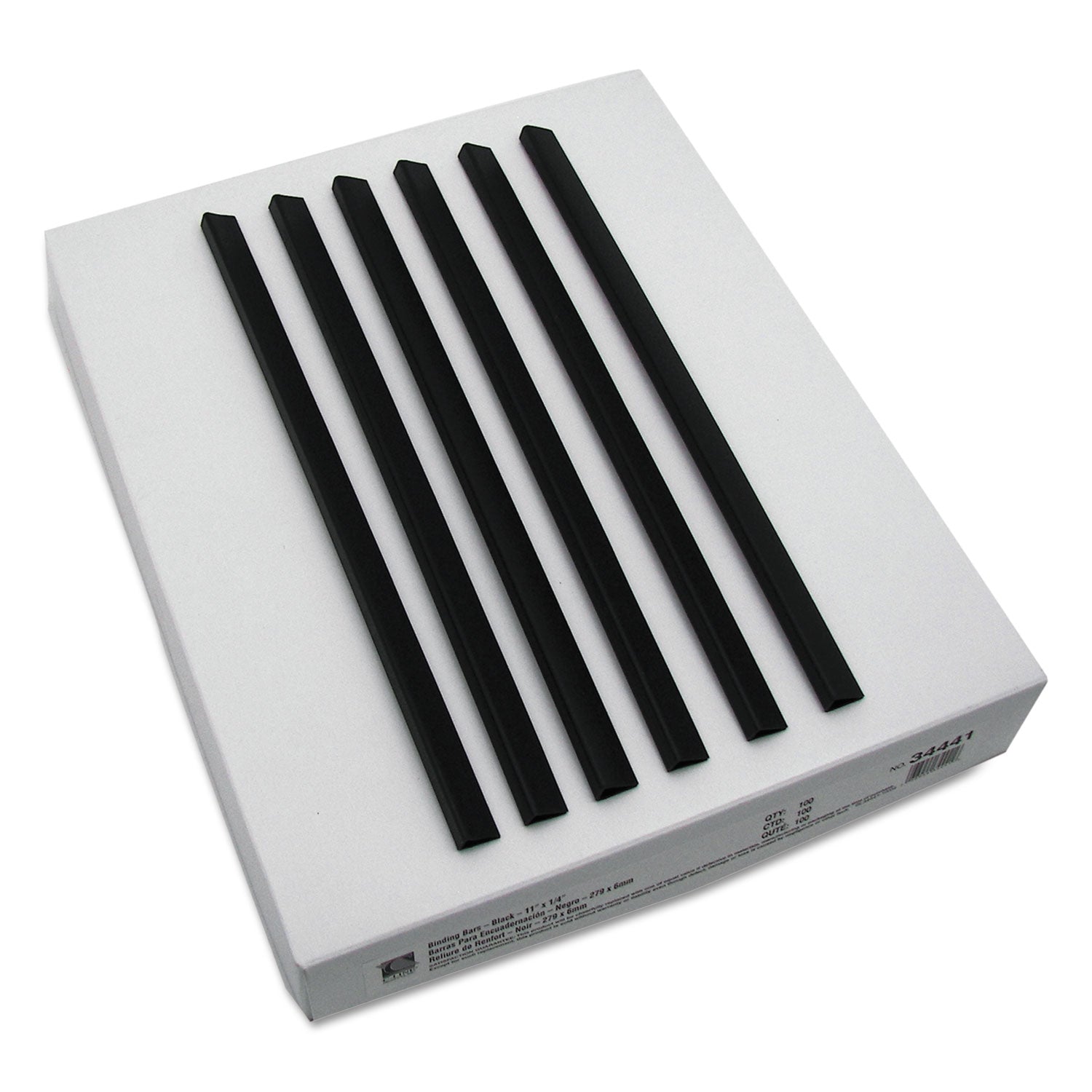 Slide 'N Grip Binding Bars, 40-Sheet Capacity, 11 x 0.25, Black, 100/Box - 