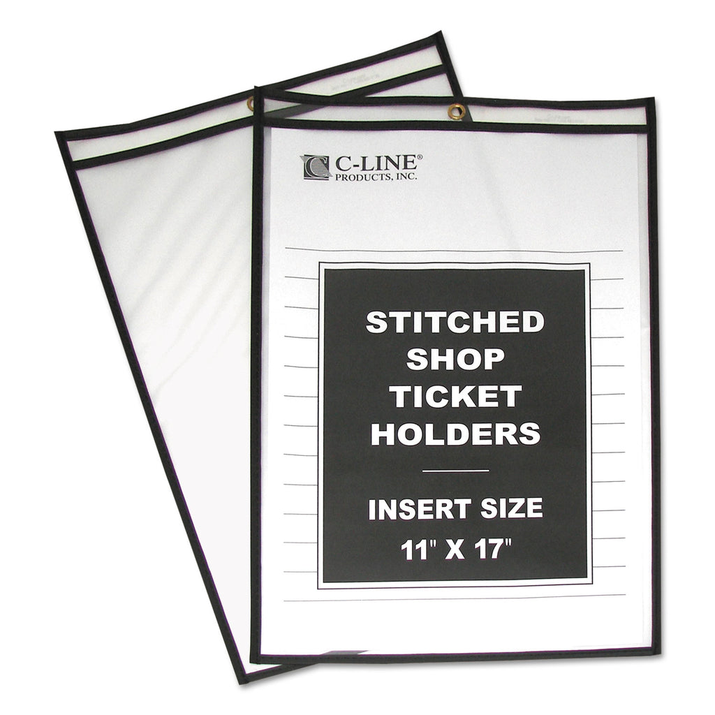 Shop Ticket Holders, Stitched, Both Sides Clear, 75", 11 x 17, 25/Box - 