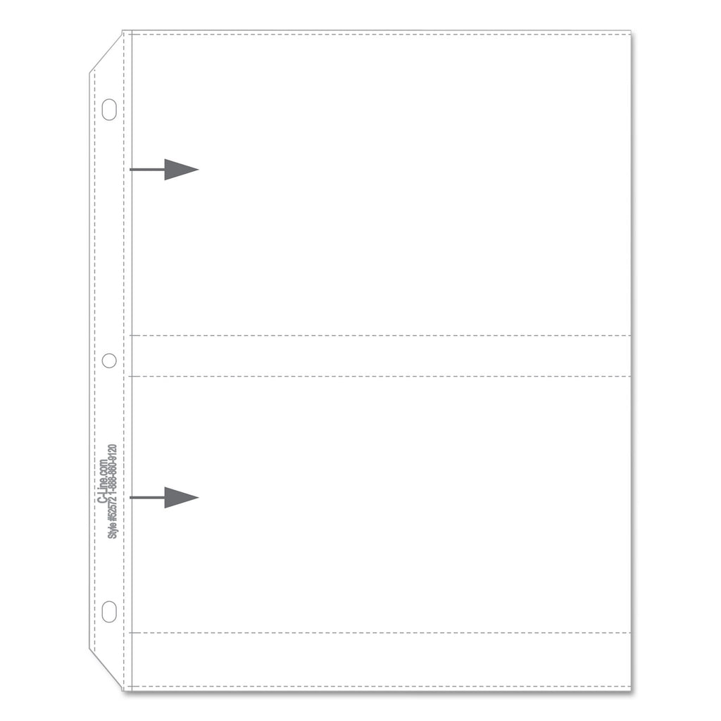 Clear Photo Pages for Four 5 x 7 Photos, 3-Hole Punched, 11.25 x 8.13, 50/Box - 