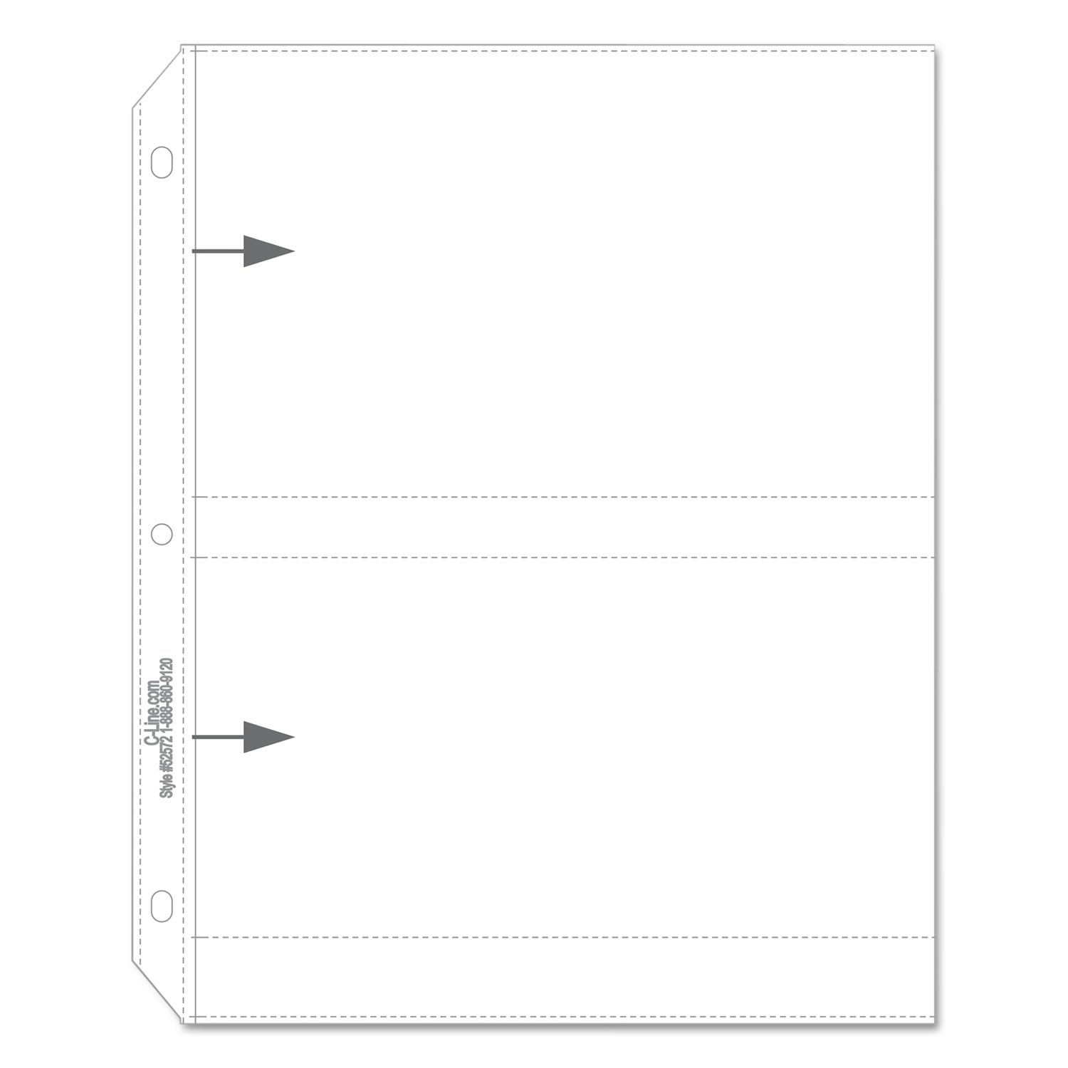 Clear Photo Pages for Four 5 x 7 Photos, 3-Hole Punched, 11.25 x 8.13, 50/Box - 