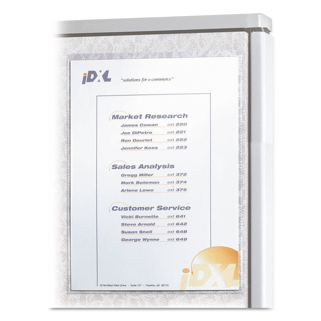 Cubicle Keepers Hook and Loop-Backed Display, 9.2 x 11.41, Velcro Mount, Clear, 2/Pack - 