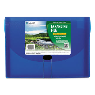 Expanding Files, 1.63" Expansion, 13 Sections, Cord/Hook Closure, 1/6-Cut Tabs, Letter Size, Blue - 