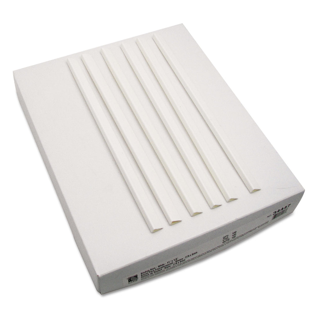 Slide 'N Grip Binding Bars, 40-Sheet Capacity, 11 x 0.25, White, 100/Box - 